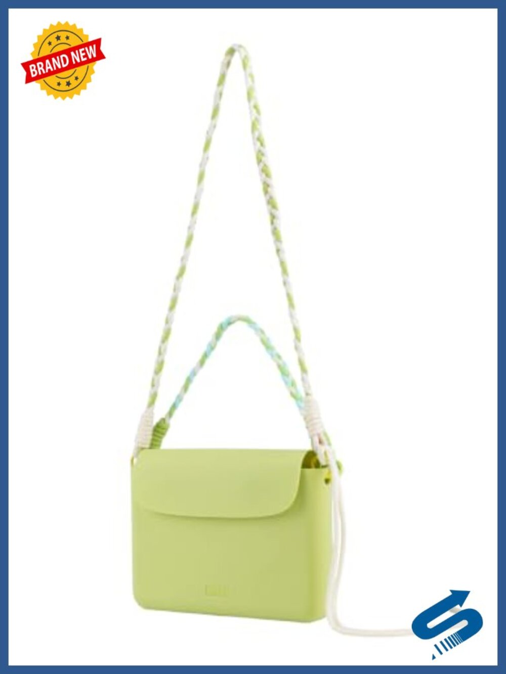 Waterproof Silicone Crossbody Bag with Magnetic Flip Lid, 2 Braided Straps